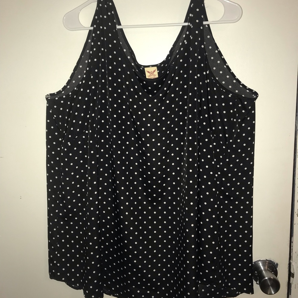 3X Black Polka Dot Dressy Tank Top